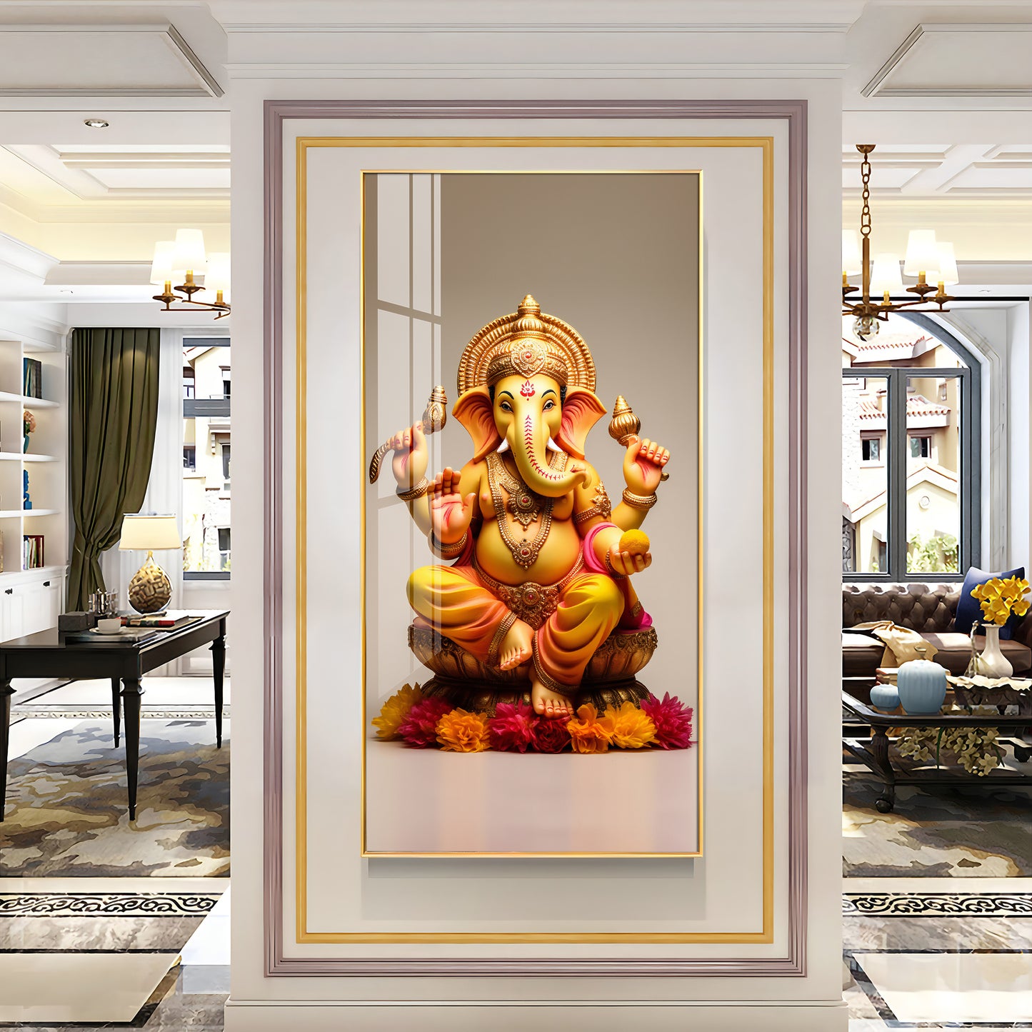 Lord Ganpati Premium Acrylic Vertical Wall Art