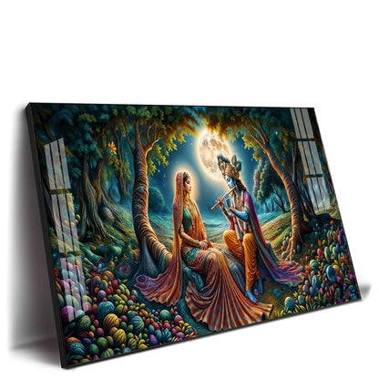 Krishna Radha Colorful Painting Premium Acrylic Horizontal Wall Art