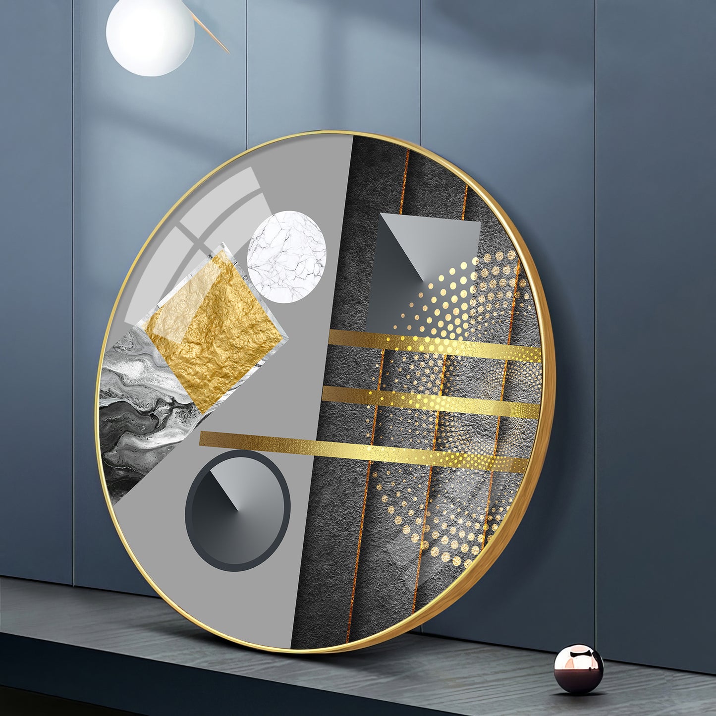 Geometric Elegance Premium Acrylic Round Wall Art