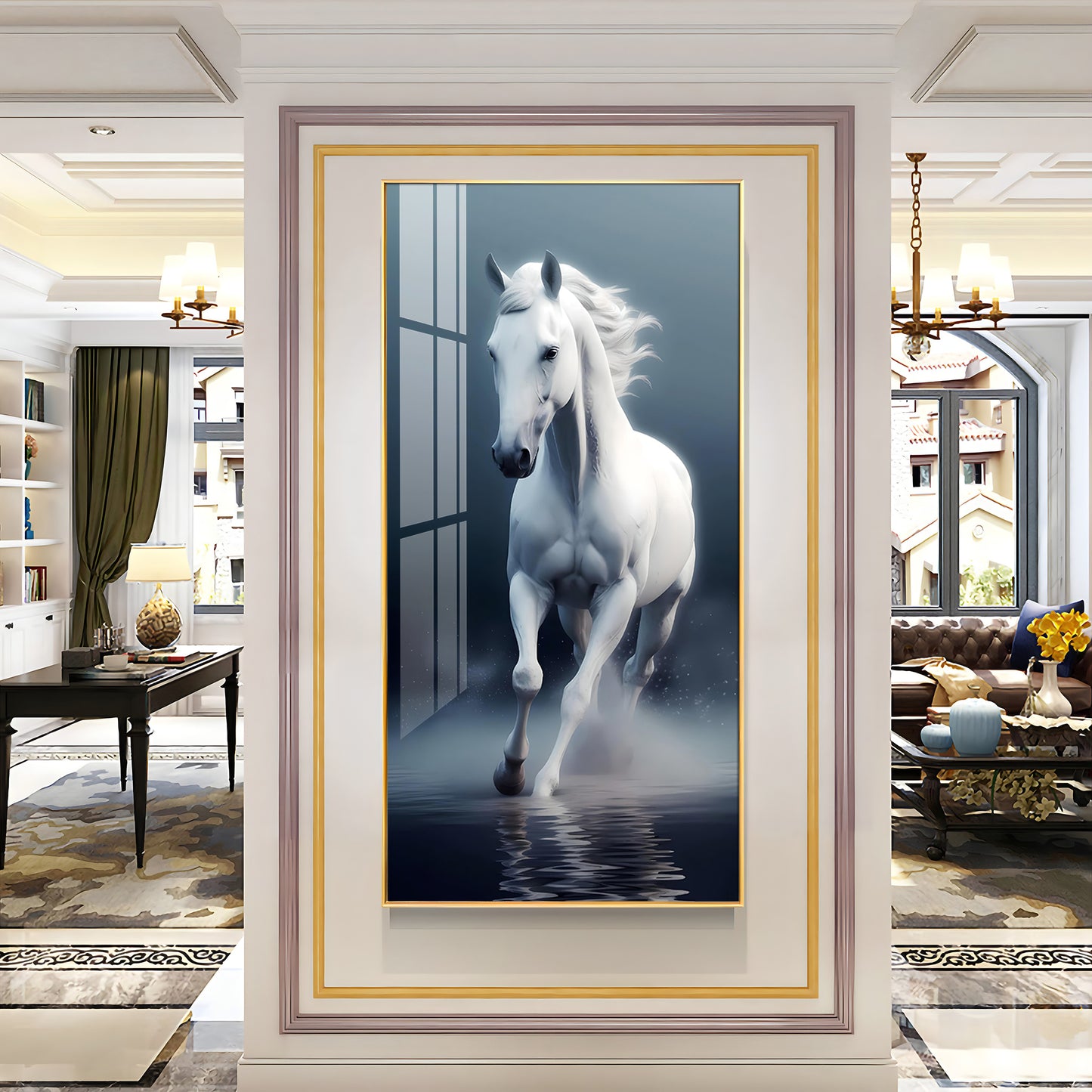 Beautiful White Horse Premium Acrylic Vertical Wall Art