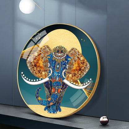 Elephant Mural Premium Acrylic Round Wall Art