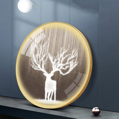 Antlered Reflection Premium Acrylic Round Wall Art