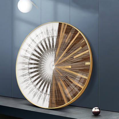 Gold & White Abstract Premium Acrylic Round Wall Art