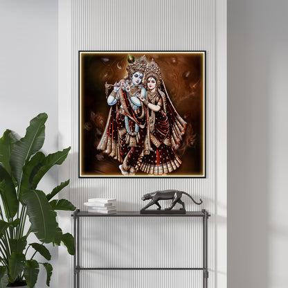 Lovely Radha Krishna Luxury Crystal Square Wall Art