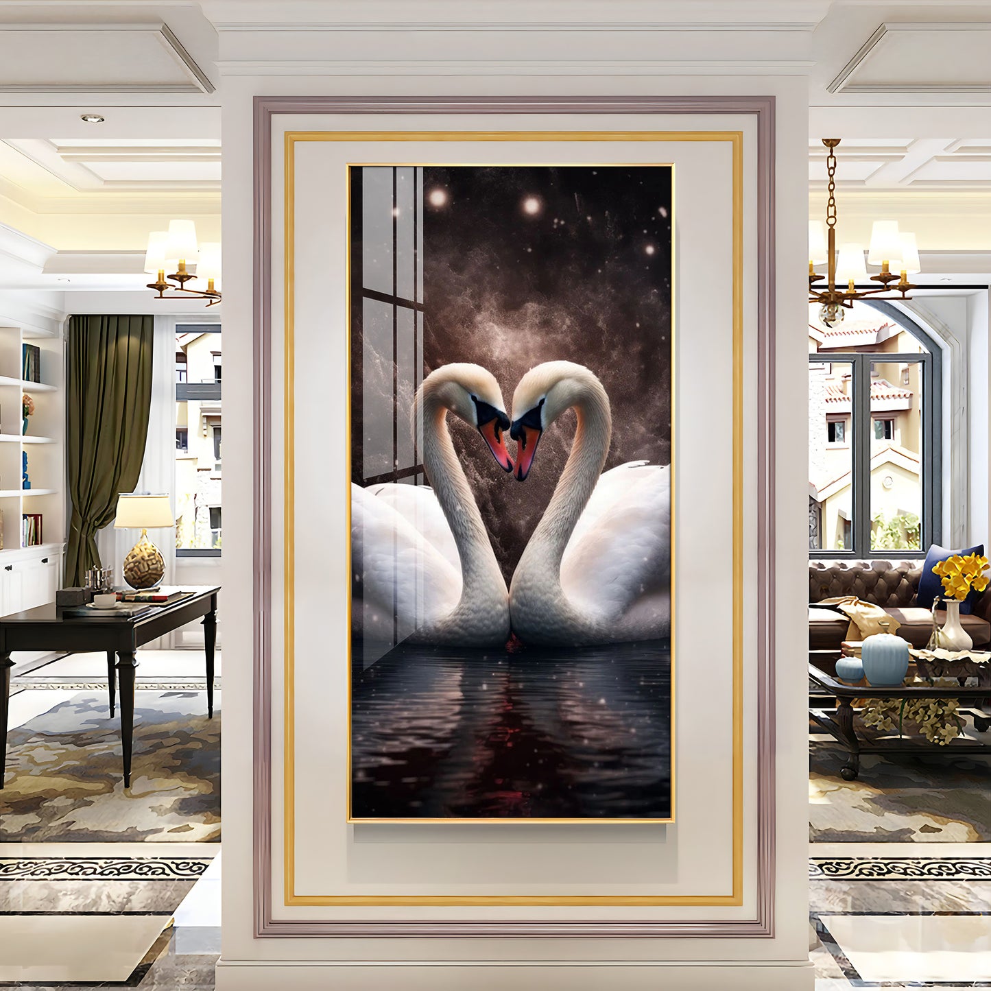 The Swans Majestic Duet Premium Acrylic Wall Art