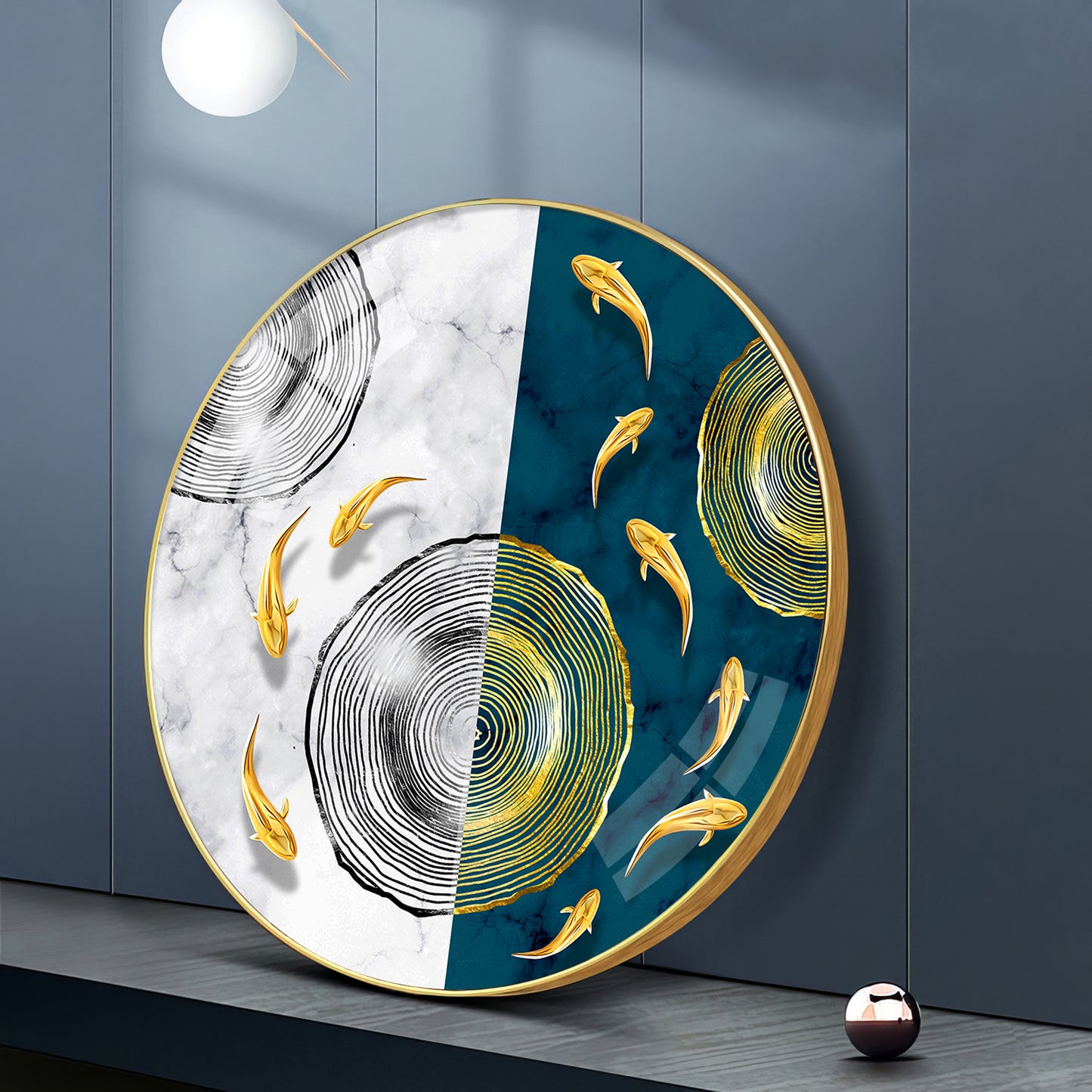 Goldfish Dreamscape Premium Acrylic Round Wall Art