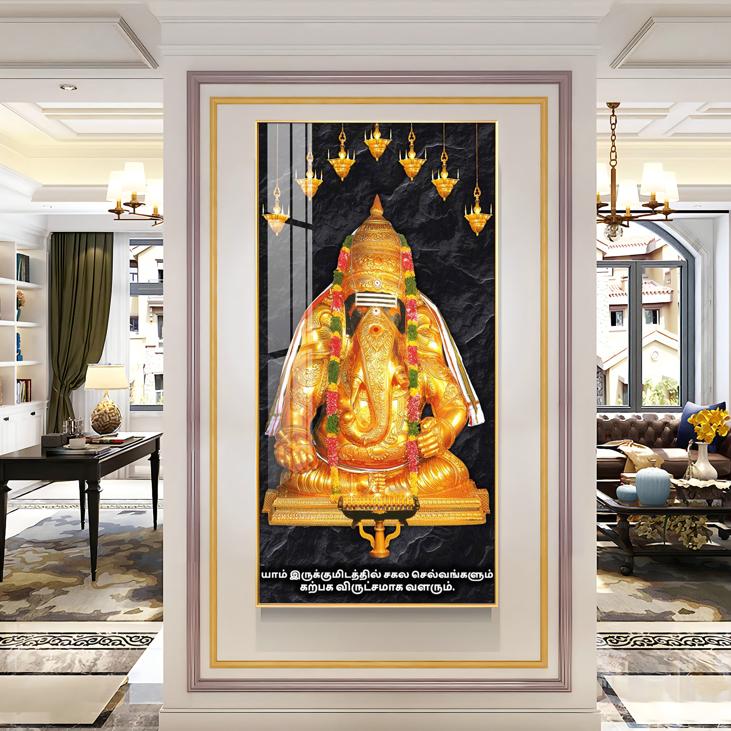 Radiant Ganesha Premium Acrylic Vertical Wall Art