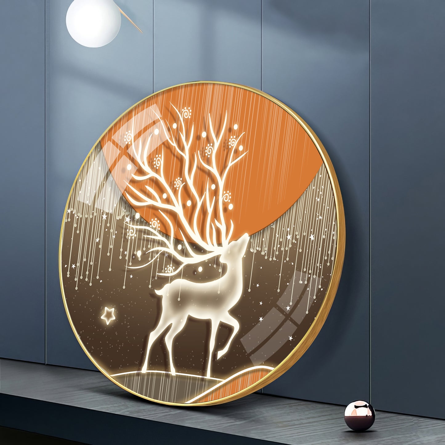 Luminious Deer Premium Acrylic Round Wall Art