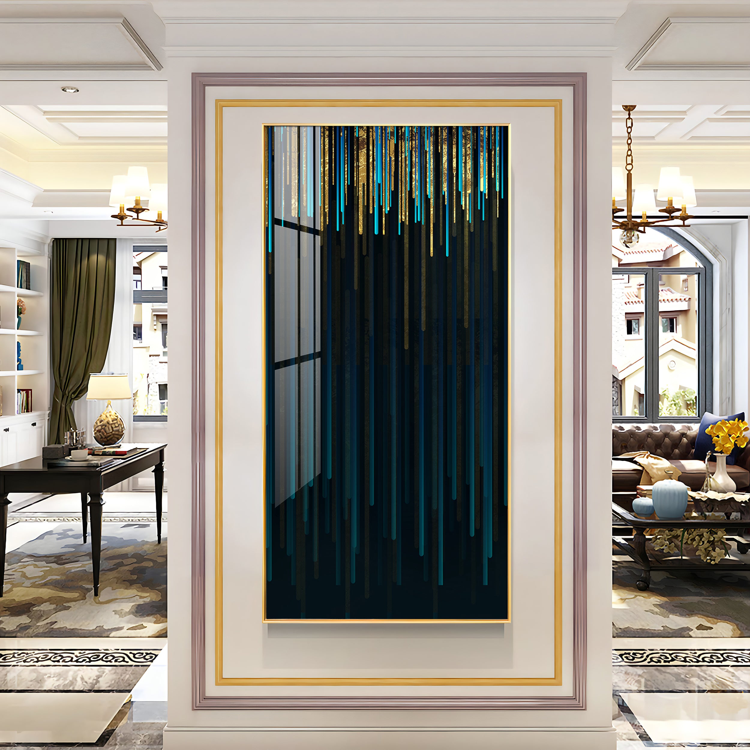 Modern Line Geometric Premium Acrylic Vertical Wall Art