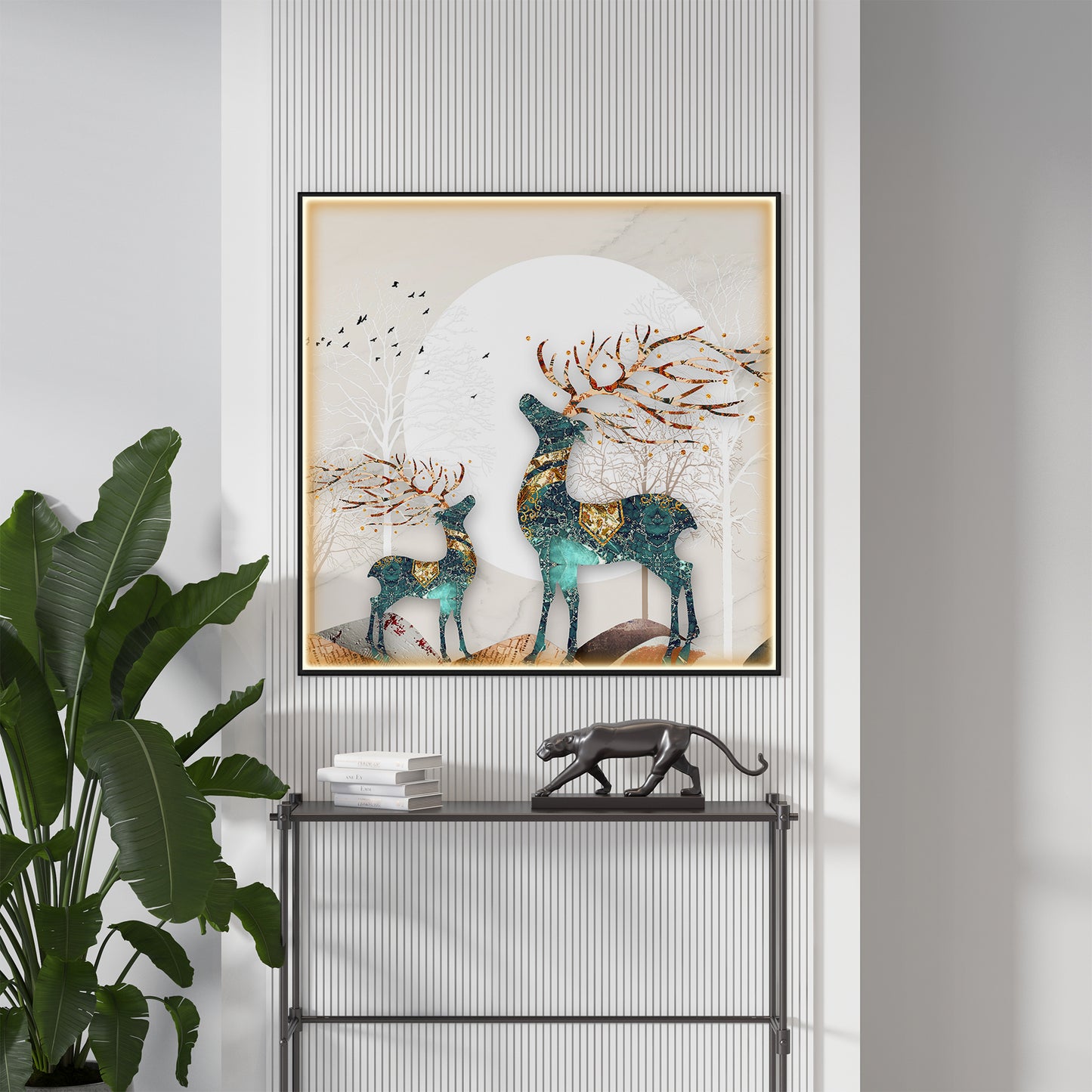 Deer Decorative Luxury Crystal Square Wall Art