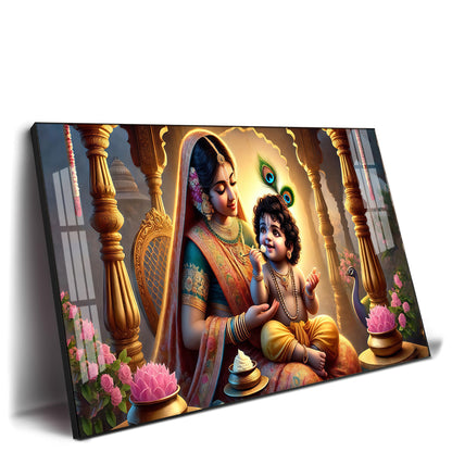 Kanha With Maa Yashoda Premium Acrylic Horizontal Wall Art