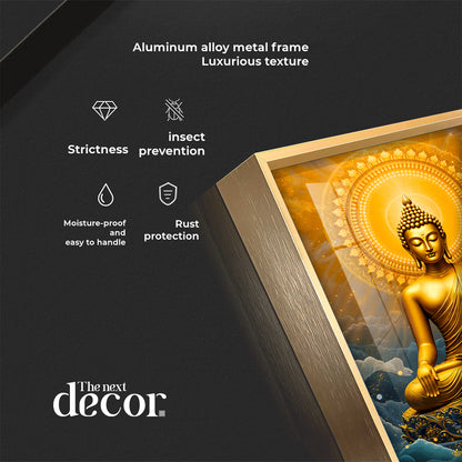 Tranquil Gold Buddha Premium Acrylic Vertical Wall Art