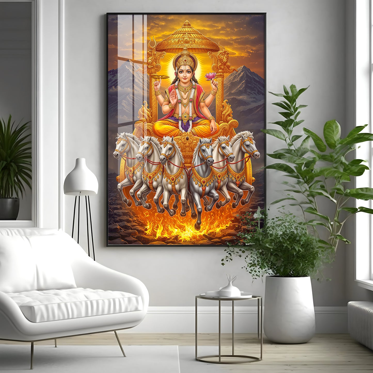 Divine Surya Dev Premium Acrylic Vertical Wall Art