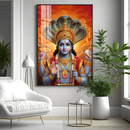 Lord Vishnu Premium Acrylic Vertical Wall Art