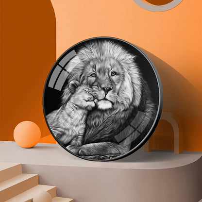 The Lion Emblem Premium Acrylic Round Wall Art