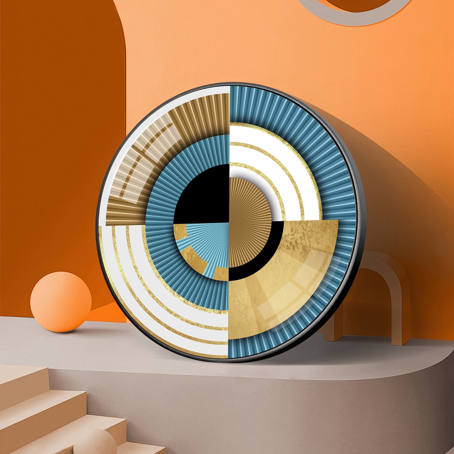 Luxe Waves Premium Acrylic Round Wall Art