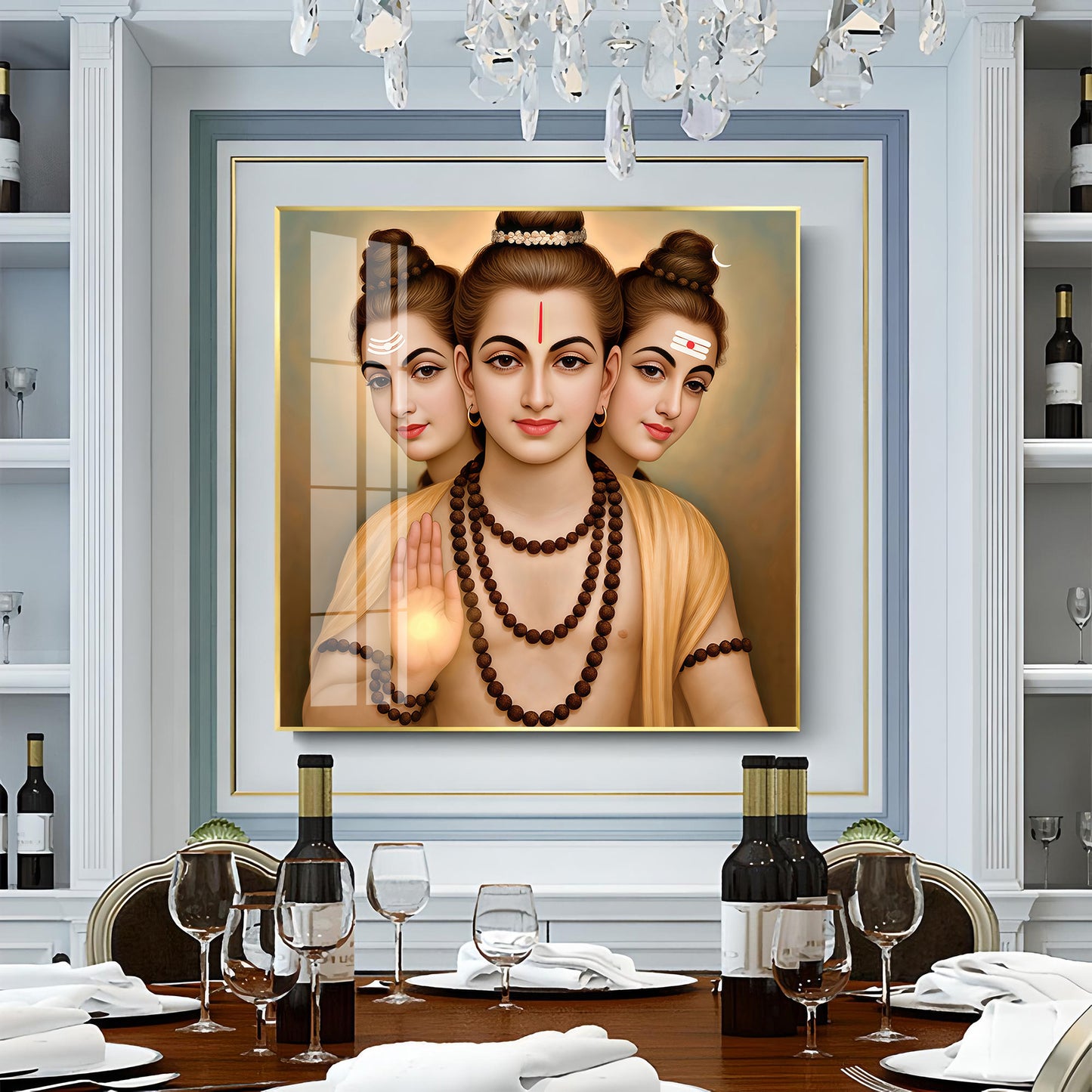 God Dattatreya Ji Maharaj Premium Acrylic Square Wall Art