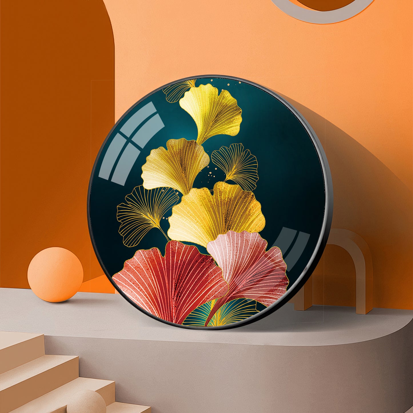 Colorful Petals Premium Acrylic Round Wall Art