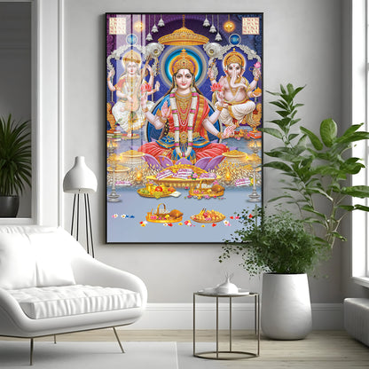 Spiritual Maha Laxmi Ji Premium Acrylic Vertical Wall Art