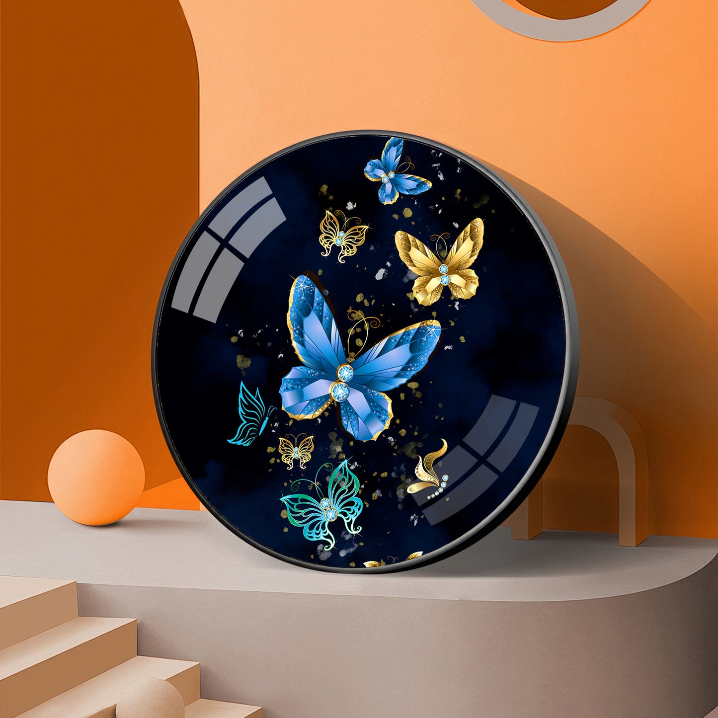 Butterfly Haven Premium Acrylic Round Wall Art