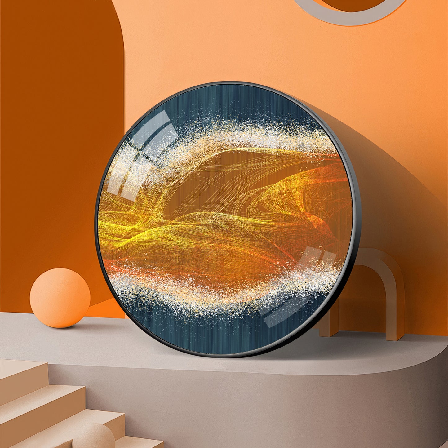 Waveform Whirl Premium Acrylic Round Wall Art