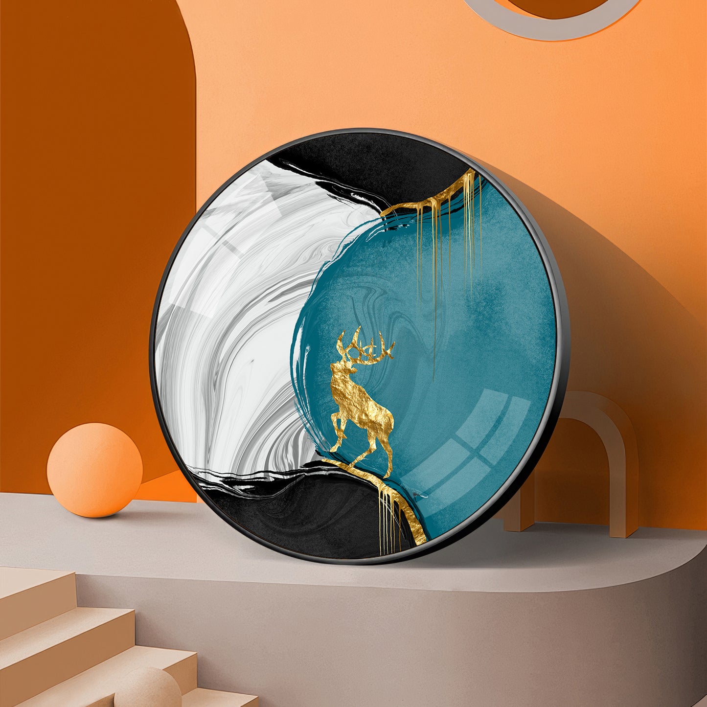 Chromatic Abstract Premium Acrylic Round Wall Art