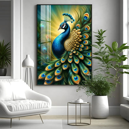 Heavenly Peacock Premium Acrylic Vertical Wall Art