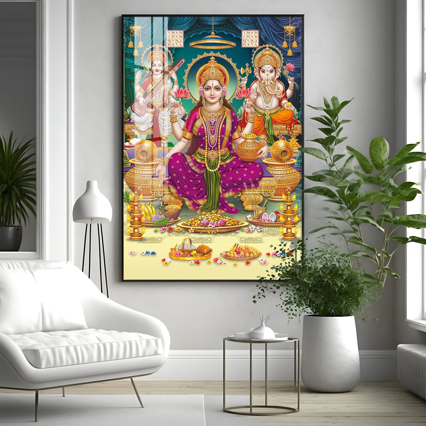 Spiritual Laxmi Ji Divinity Premium Acrylic Vertical Wall Art