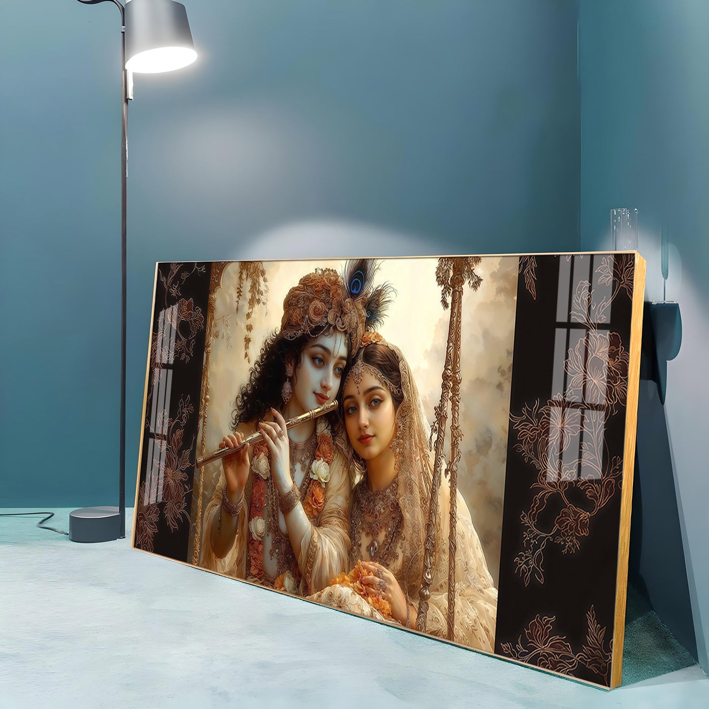 Loving Radha Krishna Premium Acrylic Horizontal Wall Art