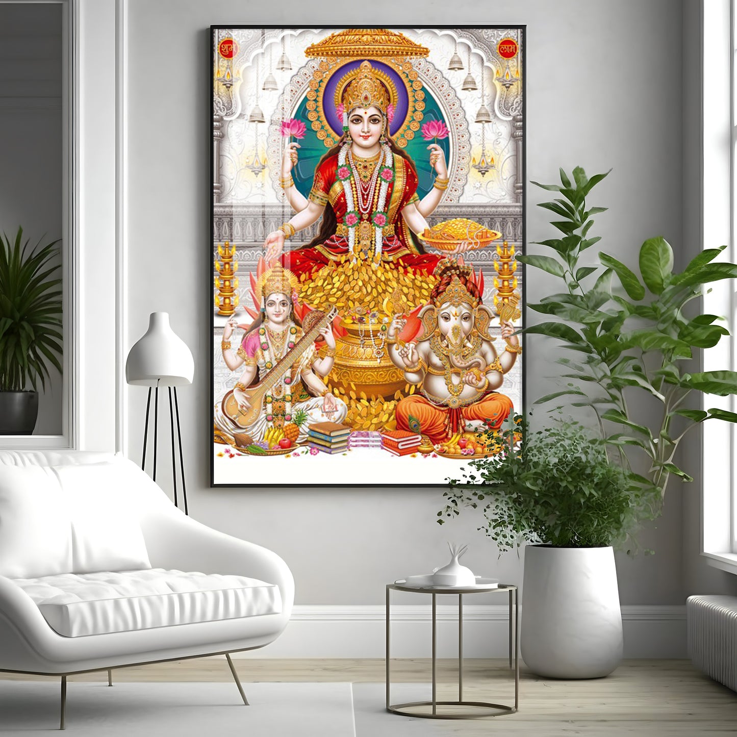 Mural of Goddess Laxmi Premium Acrylic Vertical Wall Art