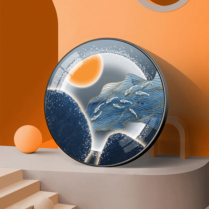 Glacier Koi Fish Premium Acrylic Round Wall Art