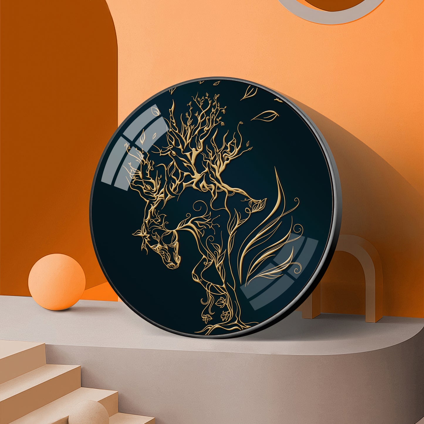 Golden Halo Premium Acrylic Round Wall Art