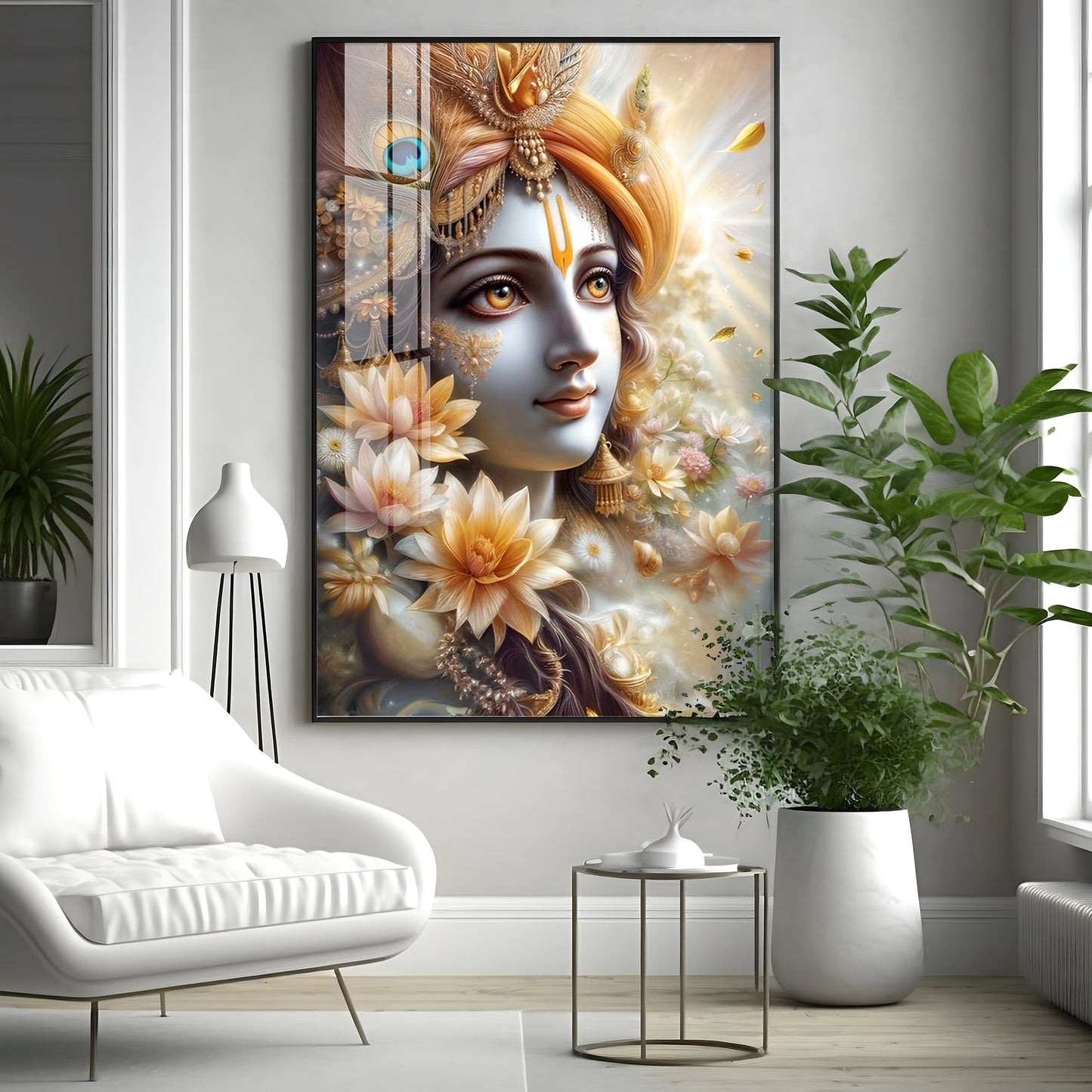 Krishna Bhakti Premium Acrylic Vertical Wall Art