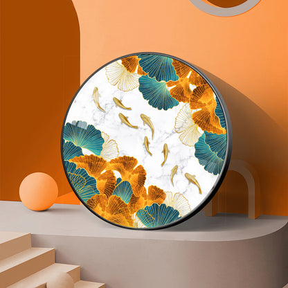 Golden Leaf Premium Acrylic Round Wall Art