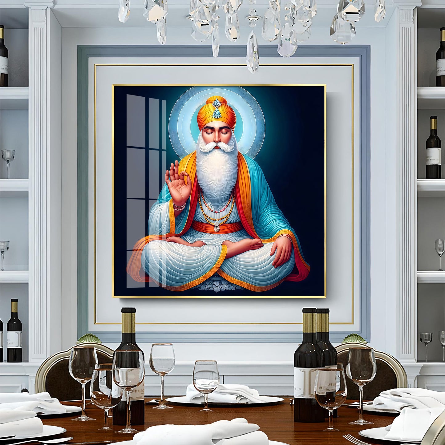 Divine Guru Nanak Dev Ji Premium Acrylic Square Wall Art