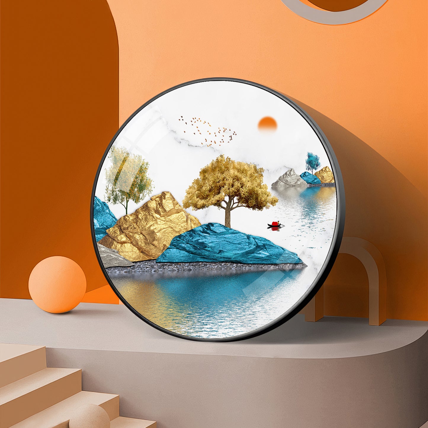 Lakebound Ascent Premium Acrylic Round Wall Art