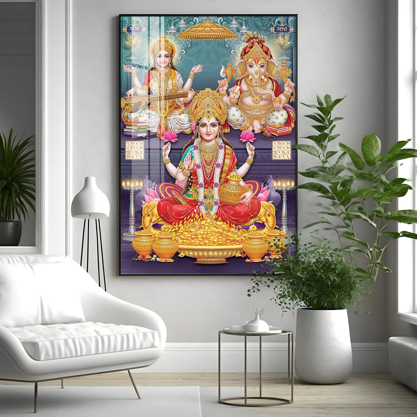 Goddess Grace Of Laxmi Premium Acrylic Vertical Wall Art