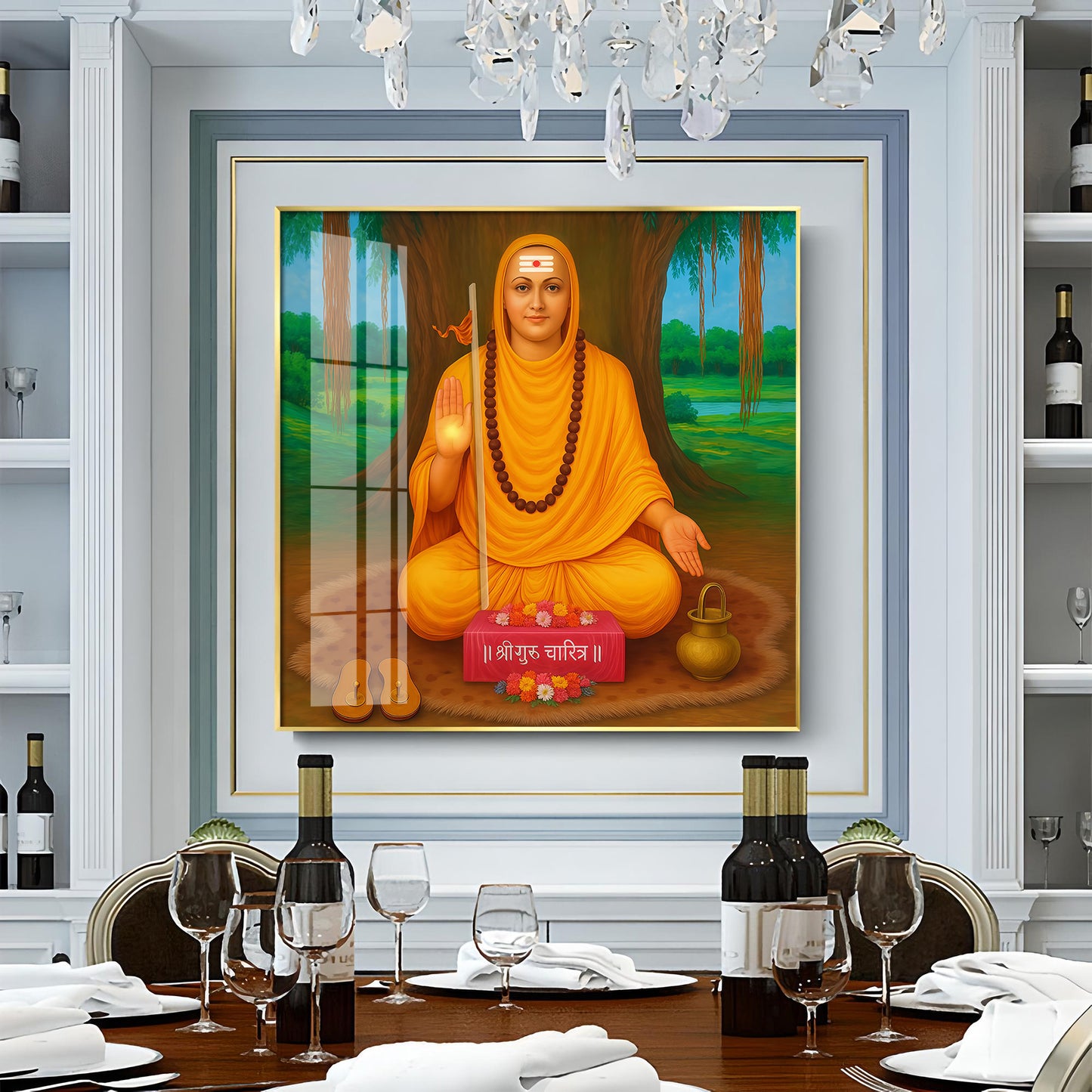Shree Narasimha Saraswati Swami Premium Acrylic Square Wall Art