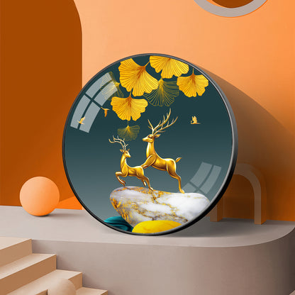 Dancing Antlers Premium Acrylic Round Wall Art