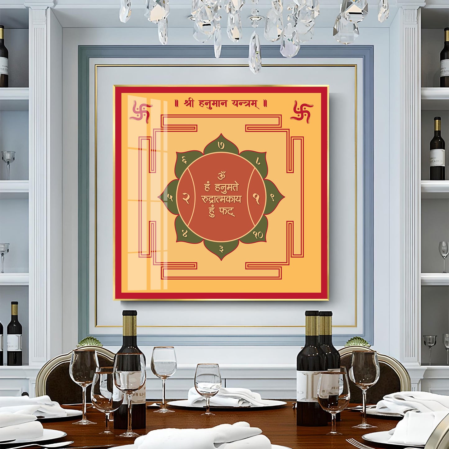 Powerful Hanuman Yantra Premium Acrylic Square Wall Art