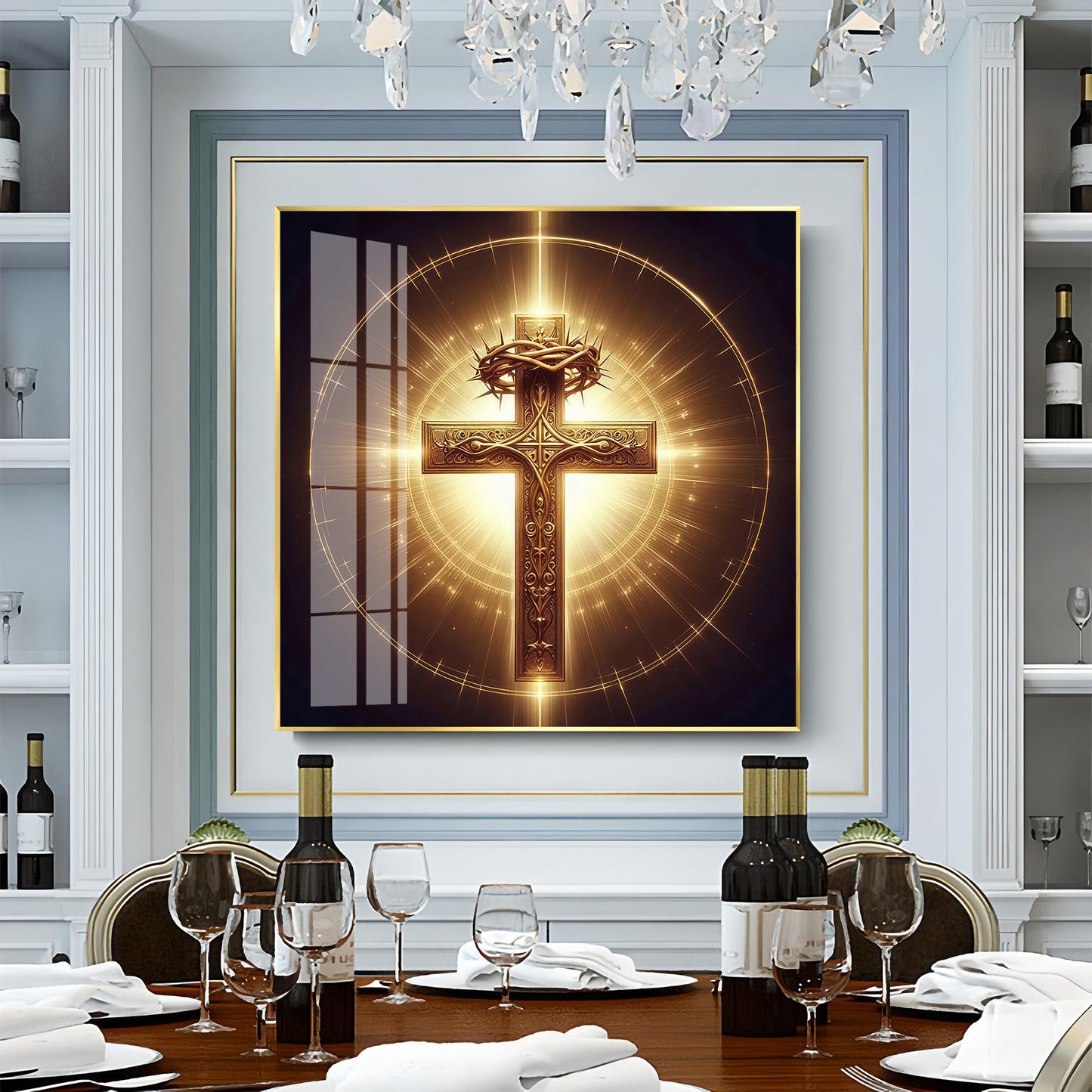 Cross Symbol In Premium Acrylic Square Wall Art