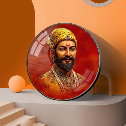 Shivaji Maharaj Premium Acrylic Round Wall Art