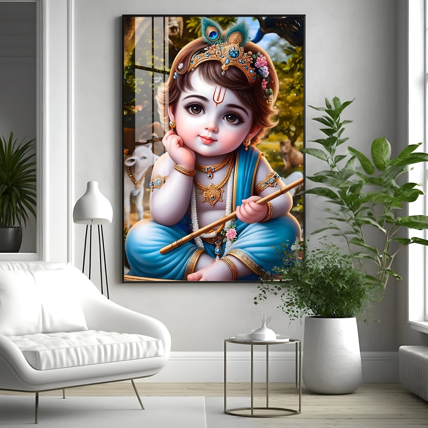 Little Krishna Reverberations Premium Vertical Acrylic Wall Art