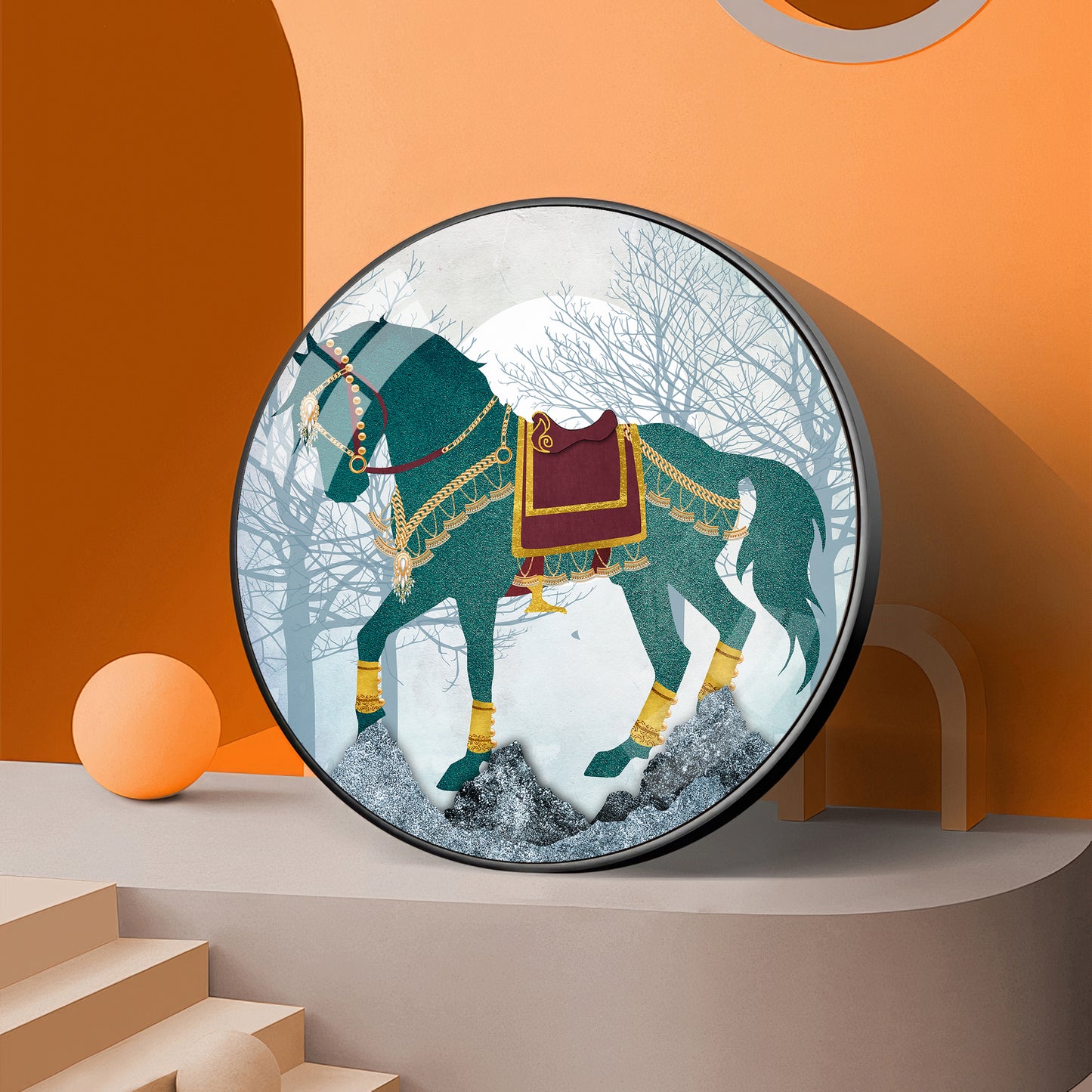Horse Haven Premium Acrylic Round Wall Art