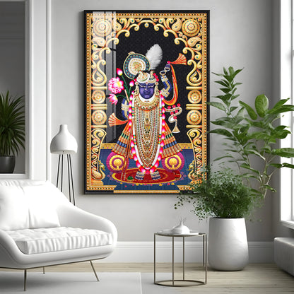 Celestial Krishna Premium Acrylic Vertical Wall Art