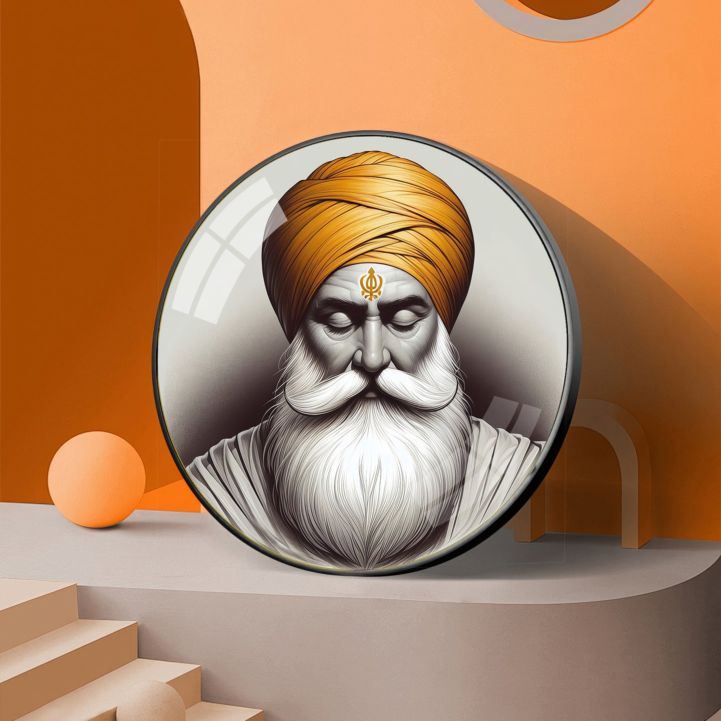 Guru Nanak Dev Ji Premium Acrylic Round Wall Art