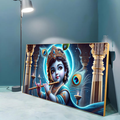 Little Krishna Blessing Premium Acrylic Horizontal Wall Art