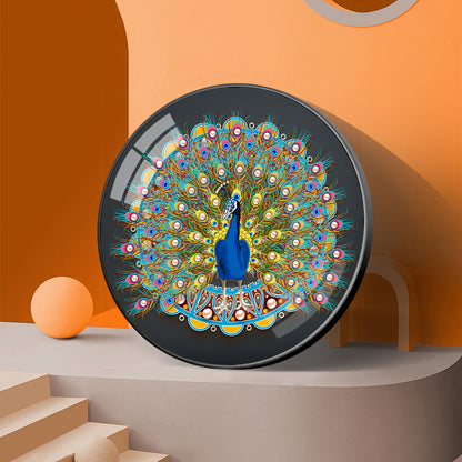Vibrant Peacock Premium Acrylic Round Wall Art