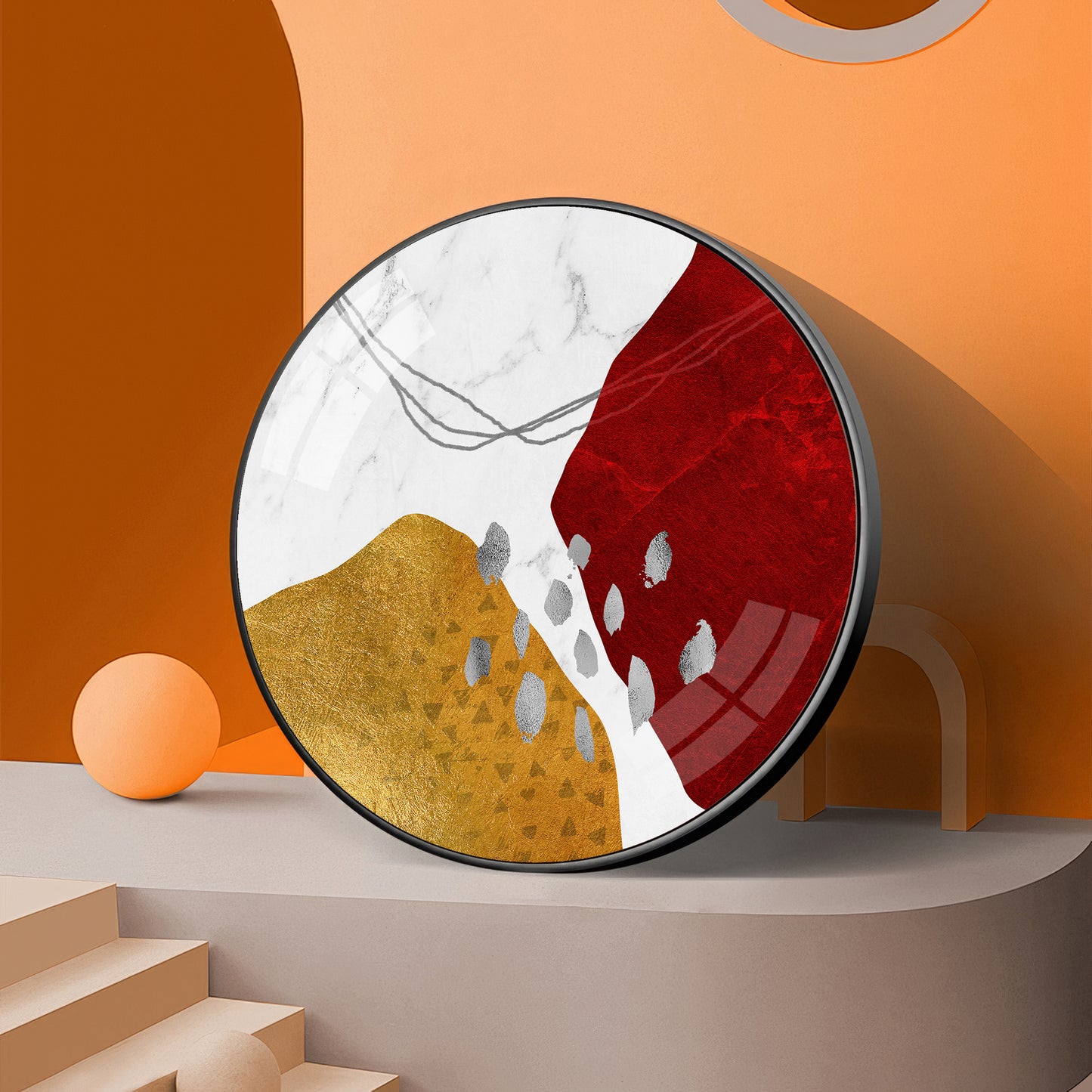 Crimson Elegance Premium Acrylic Round Wall Art