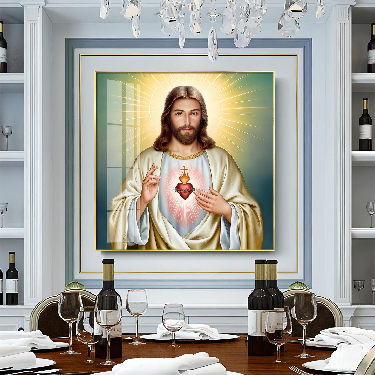The Beautiful Sacred Heart Jesus Premium Acrylic Square Wall Art